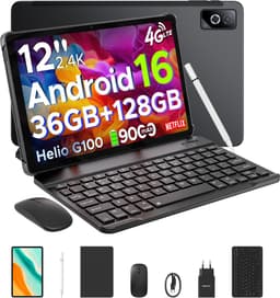 DOOGEE Tab G6 Pro VIP - Tablet - 36GB RAM + 128GB ROM (2TB/TF) - 9000mAh/18W - 12 inch 2.4K 90Hz - 4G LTE - Gemini AI - Helio G100 - 5G WiFi - Face ID - Dubbele luidsprekers - OTG - Met toetsenbord, muis, leren tas en pen — thumbnail 1