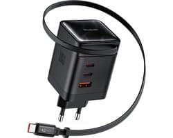 Mcdodo 3in1 Oplader - 100W Snellader met 70cm intrekbare USB C Kabel - Zwart