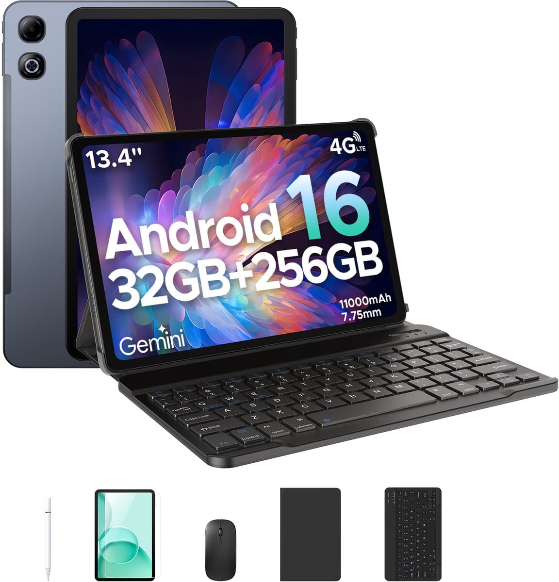 DOOGEE Tab G6 Max VIP - Tablet - 32GB RAM+256GB ROM (2TB TF) - 13,4 Inth FHD+ 90Hz - 4G LTE - 11000mAh/18W - Dubbele luidspreker - 5G WiFi - GPS - 3,5 mm audio - Face ID - met toetsenbord/pen/muis tablet - Grijs — afbeelding 1