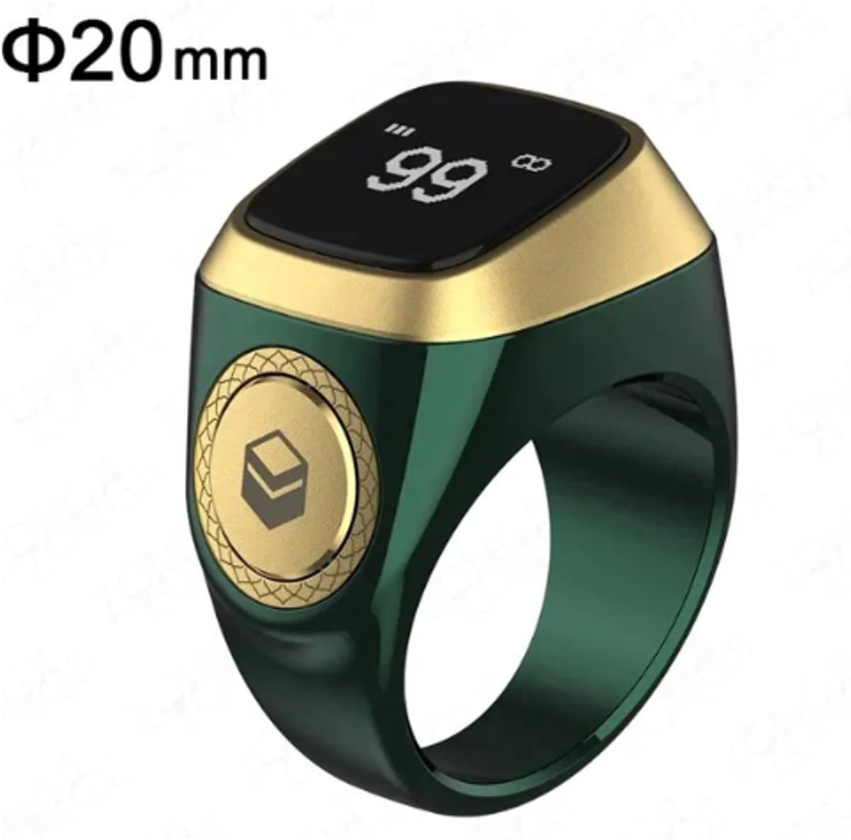 iQibla Zikr Ring - Digitale Tesbih & Tasbih Ring - Slimme Islamitische Ring met Gebedstijden Herinnering - Bluetooth - Aluminium - vingerteller — afbeelding 1