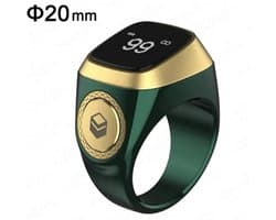 iQibla Zikr Ring - Digitale Tesbih & Tasbih Ring - Slimme Islamitische Ring met Gebedstijden Herinnering - Bluetooth - Aluminium - vingerteller