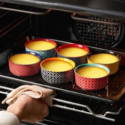 Goodivery- Crème Brulee schaaltjes - 6-Delige Set - 120 ML - Porselei - Souffle Vormpjes - Ovenbestendig - Kleine Ovenschaal - Ragout Fin Schalen - Magnetron - Airfryer- En Vaatwasmachinebestendig - Ø 9 cm — thumbnail 4