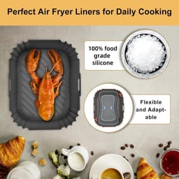 Voor Ninja Foodi Max Dual Zone Air Fryer Accessoires - Set van 4 vierkante siliconen bakplaten - Compatibel met AF300EU, AF400EU en andere Dual Zone-modellen - Grijs — thumbnail 5