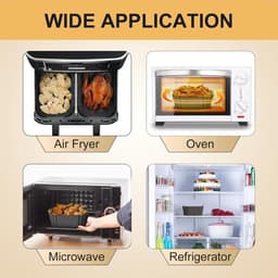 Voor Ninja Foodi Max Dual Zone Air Fryer Accessoires - Set van 4 vierkante siliconen bakplaten - Compatibel met AF300EU, AF400EU en andere Dual Zone-modellen - Grijs — thumbnail 7