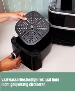 Aurixi® Mini Airfryer - Kleine Friteuse - Frituese - Antiaanbaklaag Air Fryer - 5L- Zwart - 32cm x 25 cm x 31cm — thumbnail 3