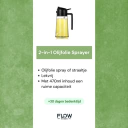 Flow Goods 2-in-1 Olijfolie Sprayer – Zwart - Olijfolie Fles met Giet- en Sprayfunctie - Navulbaar Olie Glas – 470 ML – Cooking Spray - BBQ Accesoires – Airfryer — thumbnail 5
