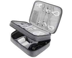 Cable Bag, Cable Storage Bag Electronics Bag Tech Pouch Travel Accessories, Travel Cable Storage Bag for USB Hard Drive SSD Powerbank U Disk Ipad Headphone Storage (Grey)