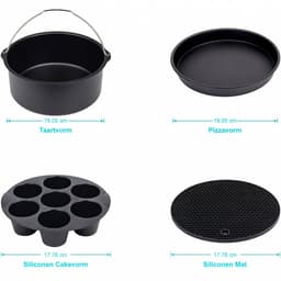 Airfryer Accessoires Set 8 Inch – 11-delig – Bakvorm, Pizza Pan, Cakevorm, Rek & Siliconen Vorm – Geschikt voor Airfryer — thumbnail 3
