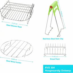 Airfryer Accessoires Set 8 Inch – 11-delig – Bakvorm, Pizza Pan, Cakevorm, Rek & Siliconen Vorm – Geschikt voor Airfryer — thumbnail 9