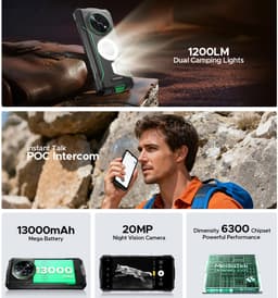 DOOGEE Fire 7 Pro Robuuste smartphone 5G - 32GB RAM - 256GB ROM - 13000mAh 33W - 6,56 inch - IP68/IP69K Outdoor Telefoons - Android 15 - Nachtzicht, Face ID, NFC, GPS, OTG - Zwart — thumbnail 15