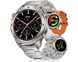 Synyq GPS Pro - GPS Smartwatch Heren - 3 Bandjes - 51mm - AMOLED Scherm - 5ATM Waterdicht - Belfunctie - 170+ Sportmodi - Stappenteller - Hartslag, Slaapmeter, SpO2 - Smartwatch Heren - Sport Horloge - IOS & Android