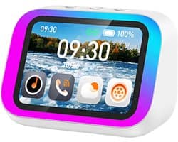 Slimme Bluetooth Speaker Draagbaar met Spraakassistent - Wekker Speaker voor Slaapkamer - Wit