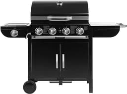 DoneMore® - Gas BBQ grill met 4 branders en zijbrander - grillwagen met thermometer en piëzo ontsteking - zwart - 133x52x122 cm - 27 kg — thumbnail 1
