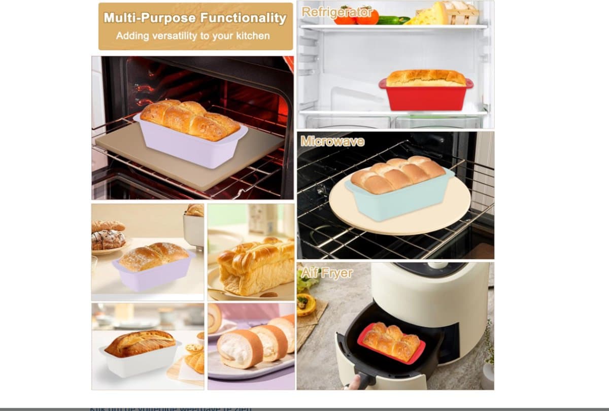 bakvormen, rechthoekig, 20 x 9,5 x 5,5 cm, perfect accessoire voor het bakken, geschikt voor airfryer, brood, cake en toastbrood — afbeelding 1