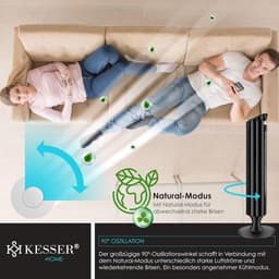 Torenventilator met afstandsbediening | 90° oscillatie | 3 snelheden | 90 cm | Timerfunctie | Geluidsarm | Elegante voetventilator — thumbnail 4