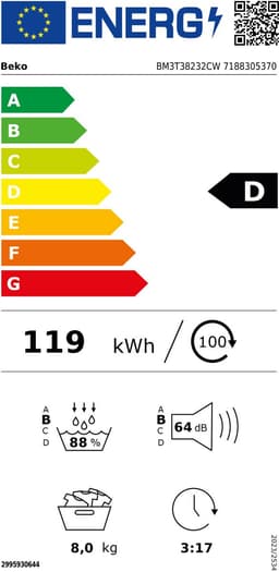 Beko BM3T38232CW 8KG Warmtepompdroger zuinig — thumbnail 3