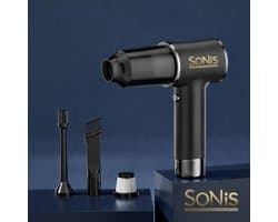 SoNis Mini Stofzuiger Draadloos – Auto - Kantoor - Kruimeldief compact & Oplaadbaar – Handstofzuiger - Inclusief 3 Opzetstukken – HEPA-Filter – Compressor handig voor ballonen , zwembandjes etc.