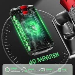Fukstern Steelstofzuiger Draadloos – 75KPa Krachtige Zuigkracht – Tot 60 Min Accuduur – 3 Zuigstanden - Anti-Klit Vloerborstel – 7-voudig HEPA-Filtersysteem – 2L Stofreservoir – Groen Licht & Hygiënische Reiniging – rood — thumbnail 3