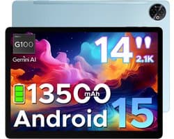 DOOGEE Tab E3 Max - Tablet - 32GB ROM+256GB ROM（2TB TF）- Android 15 - 14 inth IPS - 4G LTE - Gemini AI - Helio G100 - 13500mAh/18W - Quad Speakers - Face ID - 5G Wi-Fi - A GPS - GPS - Blauw