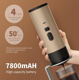 Drie-In-ééN Draagbare Koffiezetapparaat, Draagbare Koffiezetapparaat, Oplaadbare Koffiezetapparaat, Usb-Capsule Espressomachine (Kaki) — thumbnail 4