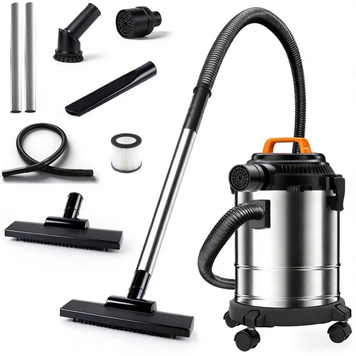 Fuegobird - Electric wet and dry vacuum cleaner - krachtig 2000W - Grote capaciteit 18 L - 4m cord - Blower connection - 7 accessoires - 1.6 m plastic hose - HEPA filterl - Bouwstofzuiger - RVS zuiger — afbeelding 1