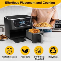Heißluftfritteuse accessoires Gescht voor Ninja, Philips en COSORI, 2 stuks hittebestendige onderlaag siliconen voor universele Airfryer-mand, 16 x 11 cm verbrandingswerende siliconen tafelmat (Zwart-2) — thumbnail 8