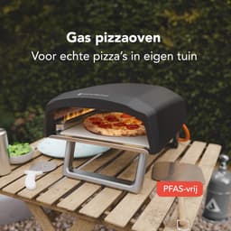 KitchenBrothers Pizza Oven - Gas - Tafelmodel - PFAS-vrij - Inklapbaar - Pizzasteen - Dubbele Brander - Pizza maker - Pizzaoven voor Buiten - Zwart/Grijs — thumbnail 2