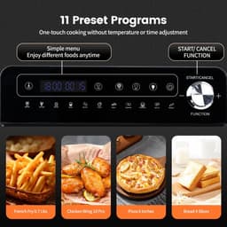 Heteluchtfriteuse - 14L – Mini Oven - 1800W - 240V - XXL - 11 Programma’s – LED Touchscreen - 14L capaciteit - Inclusief Rotisserie - en Accessoires — thumbnail 5
