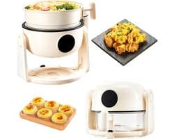 Luchtfriteuse met Kijkvenster - Heteluchtfriteuse Dubbele Modus - Compact Koken - Panoramisch Glazen Pot
