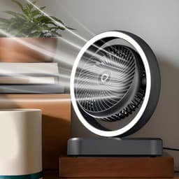 Stille Tafelventilator - Persoonlijke Koeler - Bureau Verkoeling - Sfeerverlichting Ingebouwd - 232 cm Breed - Zwart — thumbnail 3