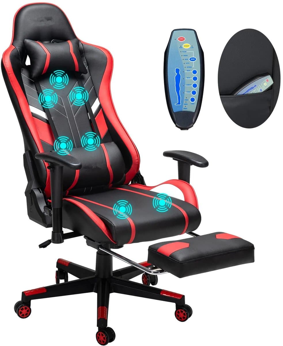 Lifero Gamingstoel - Bureaustoel met Massage - Met Voetensteun en Hoofdsteun - Stoel met Massagefunctie - 360° draaibaar — afbeelding 1