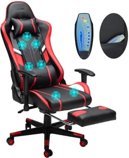 Lifero Gamingstoel - Bureaustoel met Massage - Met Voetensteun en Hoofdsteun - Stoel met Massagefunctie - 360° draaibaar — thumbnail 1