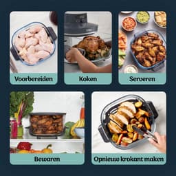 Ninja CRISPi PRO 7-in-1 Glazen Airfryer met 7 functies - Airfryen, Bakken, Braden, Rijzen, Drogen. Max Crisp en Opnieuw krokant maken - 2.3 liter en 5.7 liter glazen schaal - PFAS vrij koken - Cyberspace - AS101EUCY — thumbnail 5