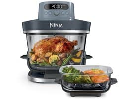 Ninja CRISPi PRO 7-in-1 Glazen Airfryer met 7 functies - Airfryen, Bakken, Braden, Rijzen, Drogen. Max Crisp en Opnieuw krokant maken - 2.3 liter en 5.7 liter glazen schaal - PFAS vrij koken - Cyberspace - AS101EUCY
