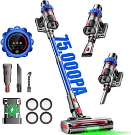 Hiaonyx steelstofzuiger - 9-in-1 steelstofzuiger draadloos - 75000pa - Met dierenborstel - LED Groene Stofdetectielamp - Geschikt voor Tapijten - Harde Vloeren en Dierenharen - 2-liter stofopvangbox - Blauw — thumbnail 1