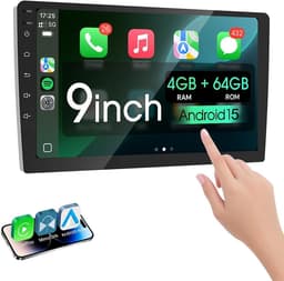 ESSGOO Autoradio 2Din Universeel - Android 15 - Apple Carplay & Android Auto - 9 Inch HD Touchscreen - GPS Navigatiesysteem - 4+64GB — thumbnail 1
