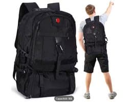 80L Zware Laptop Rugzak Goedgekeurd voor Vliegtuigen, Compatibel met MacBook/Chromebooks, Grote Wandelrugzak met Gepolsterde Banden & Laptopvak, Oxford Reisdagrugzak voor Kamperen, Klimmen, Fietsen (80 Liter)