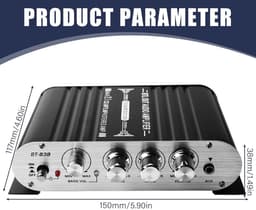 Mini Hifi Audio Versterker 2.1 Kanaals met Bluetooth en Subwoofer Uitgang Klasse D — thumbnail 5