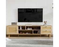 Brede Tv-Meubel met Rotan Laden en Kabelmanagement voor 70 Inch Televisie