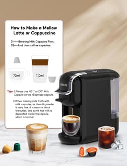 Capsule Koffiemachine - Multi Koffiezetapparaat - Thuis Kantoor Gebruik - 4 Adapters Zelfreinigend - 245 x 11 x 245 cm — thumbnail 2
