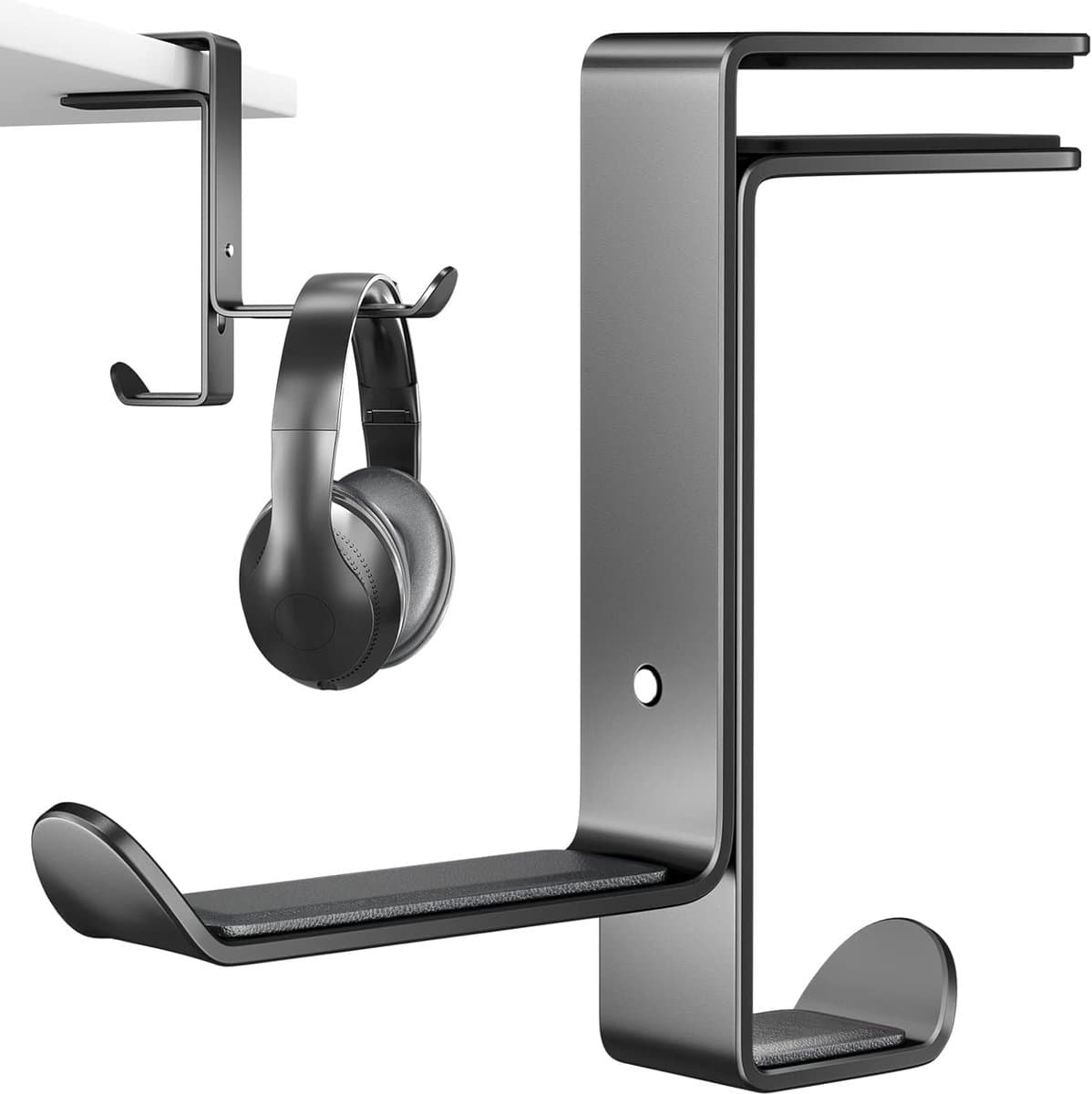 Desktop gaming headset standaard, multifunctionele hoofdtelefoonhouder met kabelorganizer, verstelbare gaming headset standaard voor alle Bluetooth gaming headsets, kinderheadsets, zwart — afbeelding 1