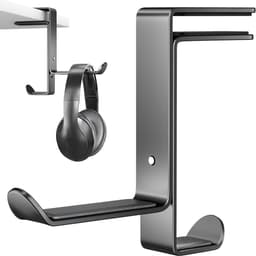 Desktop gaming headset standaard, multifunctionele hoofdtelefoonhouder met kabelorganizer, verstelbare gaming headset standaard voor alle Bluetooth gaming headsets, kinderheadsets, zwart — thumbnail 1