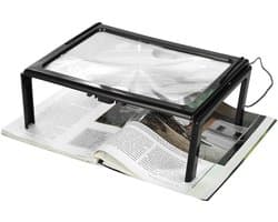Opvouwbaar Vergrootglas - Volledige Pagina - Lezen met Verlichting - Ultradun A4 Formaat - 27.5 x 20.5 cm - Zwart