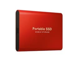 Portable SSD – Externe SSD – 2TB opslag – rode SSD – inclusief USB C kabel – USB 3.1 – draagbare SSD – SSD harde schijf – externe harde schijf 2TB – SSD voor laptop – rood – geschikt voor Windows, Mac en Android