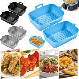 Airfryer Accessoires - 2 Stuks - Bpa Vrij - Airfryer Siliconen Bakje - 19cmx6cm - airfryer-liners - Bakvorm - met handvat - hittebestendig - - Vaatwasserbestendig - Heteluchtfriteuse Bakvormen - Herbruikbare - Non-Stick - zwart — thumbnail 7