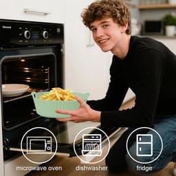 Keramische ovenschaal, 650 ml, vierkante bakvorm, 7 inch ovenvorm, keramische bakvorm met handvatten voor lasagne, vlees, groenten, voor airfryer, oven, magnetron (groen) — thumbnail 4