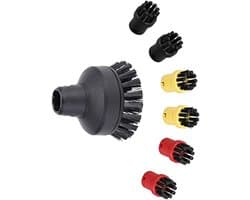 Geschikt voor 7 stuks vervangende accessoires stoomreiniger hardnekkige vlekken verwijderen duurzame nylon borstelkop - 1 grote ronde borstel + 6 kleine ronde borstels compatibel met Karcher SC1 SC2 SC3 SC4 SC5 SC7 CTK10-Belle's product