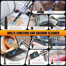 Sander Shop Mini Auto Stofzuiger,16000PA 4-in-1 snoerloze handheld stofzuiger met Brushless Motor Built-in 6000mAh batterij Type C Air Duster & Air Blower & pomp voor auto, kantoor-Zilver-goud — thumbnail 4