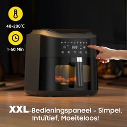 Dewelling XXL 9L AF80D10W Heteluchtfriteuse met kijkvenster – 2350 W Airfryer, 360° Luchtcirculatie, LED-Touchscreen, 9 Programma’s, Schudherinnering — thumbnail 7
