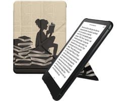 Ereader Hoes - Origami Standaard - Kunstleer - Zwart Beige
